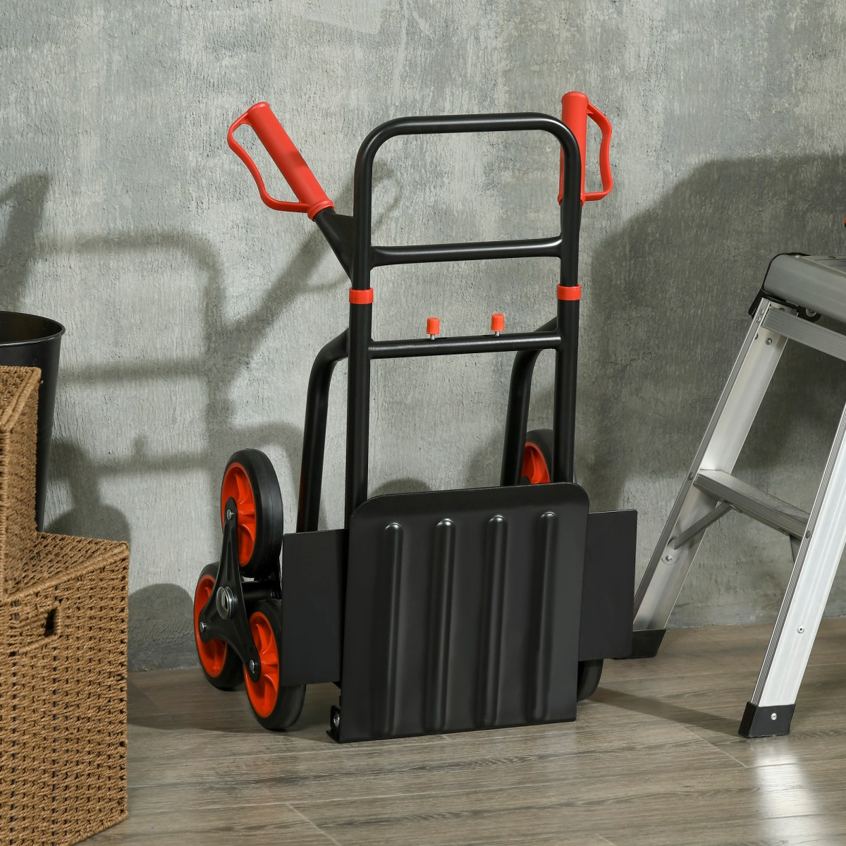 DURHAND Climbing Stairs Trolley Hand Trucks 6-Wheels Foldable Load Cart Steel