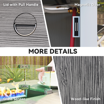 Outsunny Gas Fire Pit Table with 50,000 BTU Burner, Cover, Dark Grey