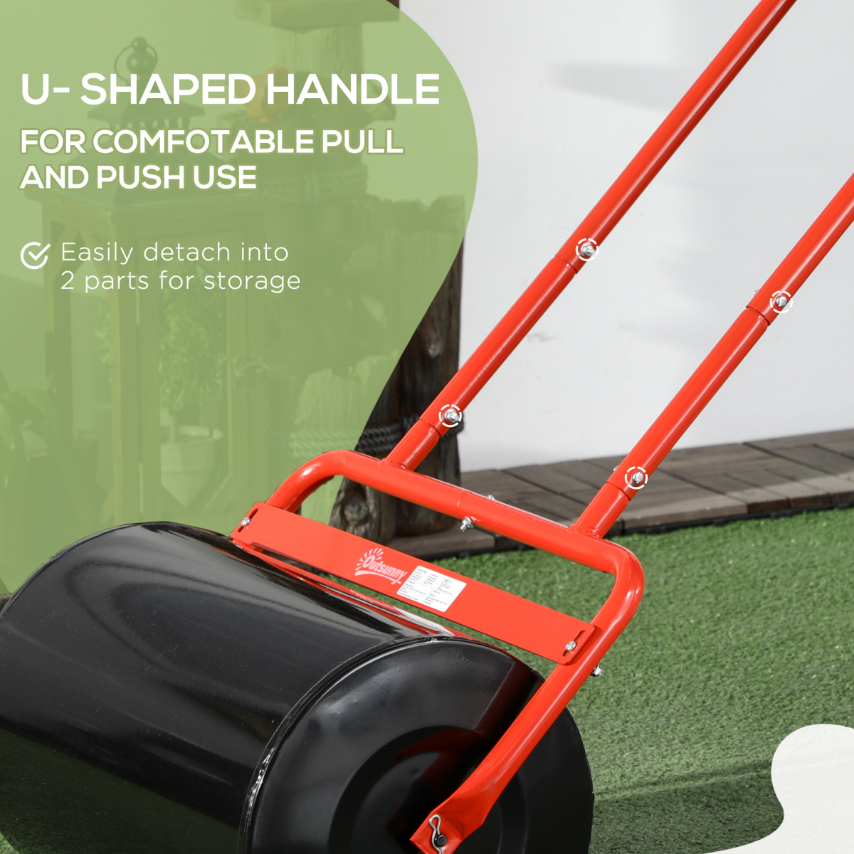 Combination Push/Tow Lawn Roller Filled w/ 38L Sand or Water Garden Outsunny