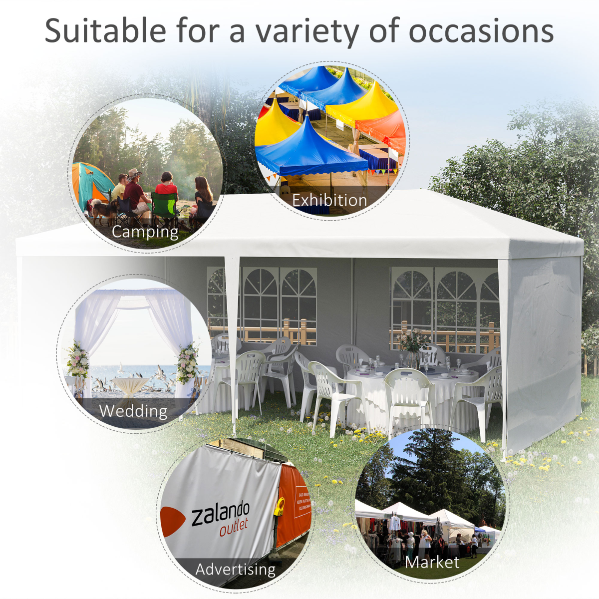 6m x 3m Garden Gazebo Marquee Canopy Party Tent Canopy Patio White