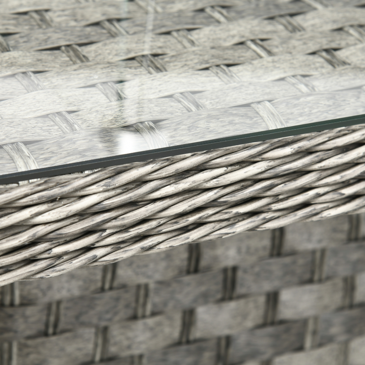 Outsunny 7 Pieces Rattan Garden Furniture Set w/ 50,000 BTU Gas Fire Pit Table