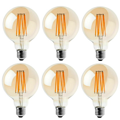 6Pack E27 LED Edison Dimmable Vintage Amber Glass Warm white 2700K Light Bulbs