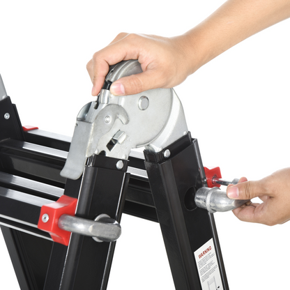 4M Aluminium Duo Ladder Telescopic Herringbone Multi-Purpose DIY Non-Slip