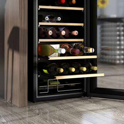24 Bottles Wine Fridge with Glass Door Digital Touch Screen Control LED Light