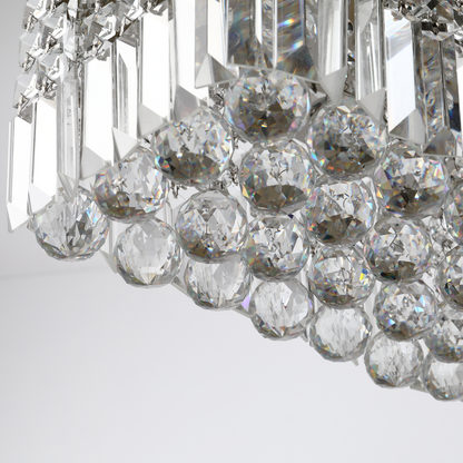 Modern Crystal Ceiling Light Square Crystal Chandelier E14 Base, Silver