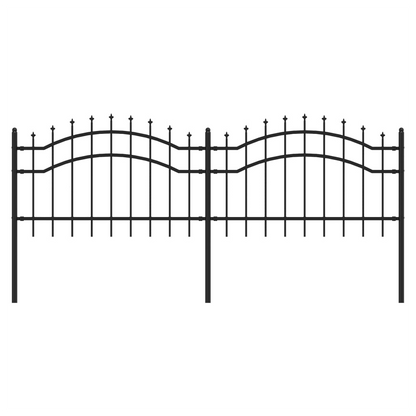 Garden Fence with Spear Top Black 115 cm Powder-coated Steel