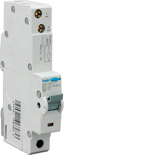 HAGER ADA310G 1M 1P 6KA B-10A 30MA AC CL