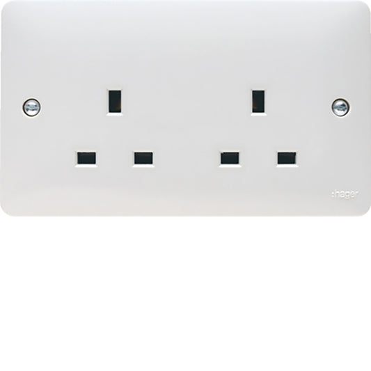 HAGER WMS82 13A 2 GANG UNSWITCHED SOCKE