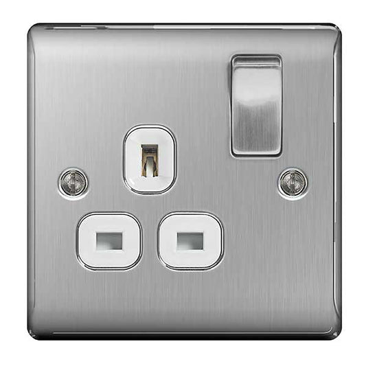 BG NBS21W-01 GANG BRUSHED STEEL 13A 1 GA