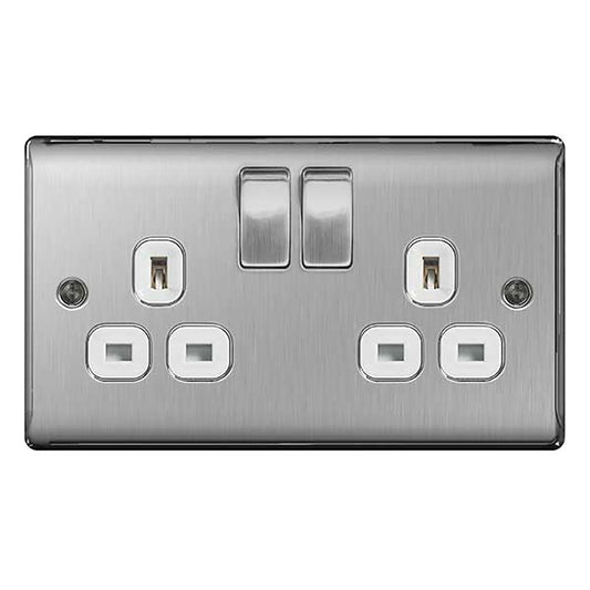 BG NBS22W-01 GANG BRUSHED STEEL 13A 2 GA