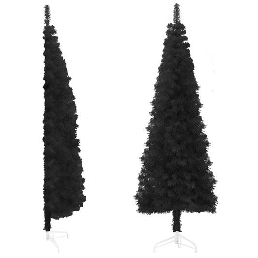 vidaXL Slim Artificial Half Christmas Tree with Stand Black 180 cm