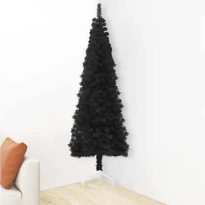 vidaXL Slim Artificial Half Christmas Tree with Stand Black 180 cm