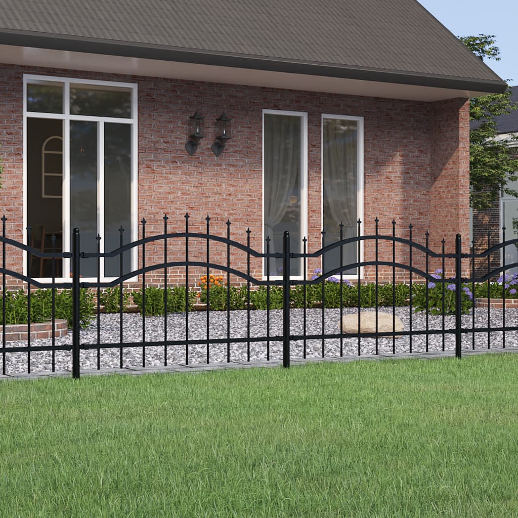 Garden Fence with Spear Top Black 115 cm Powder-coated Steel