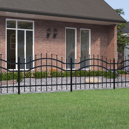 Garden Fence with Spear Top Black 115 cm Powder-coated Steel