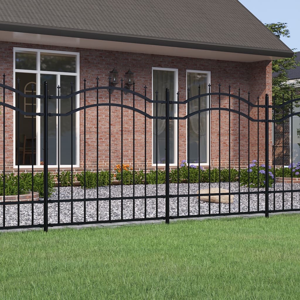 Garden Fence with Spear Top Black 165 cm Powder-coated Steel