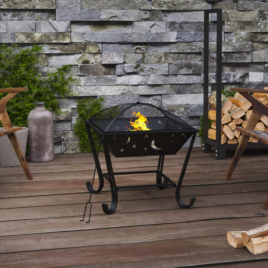 vidaXL Fire Pit with Poker 50 cm XXL Steel