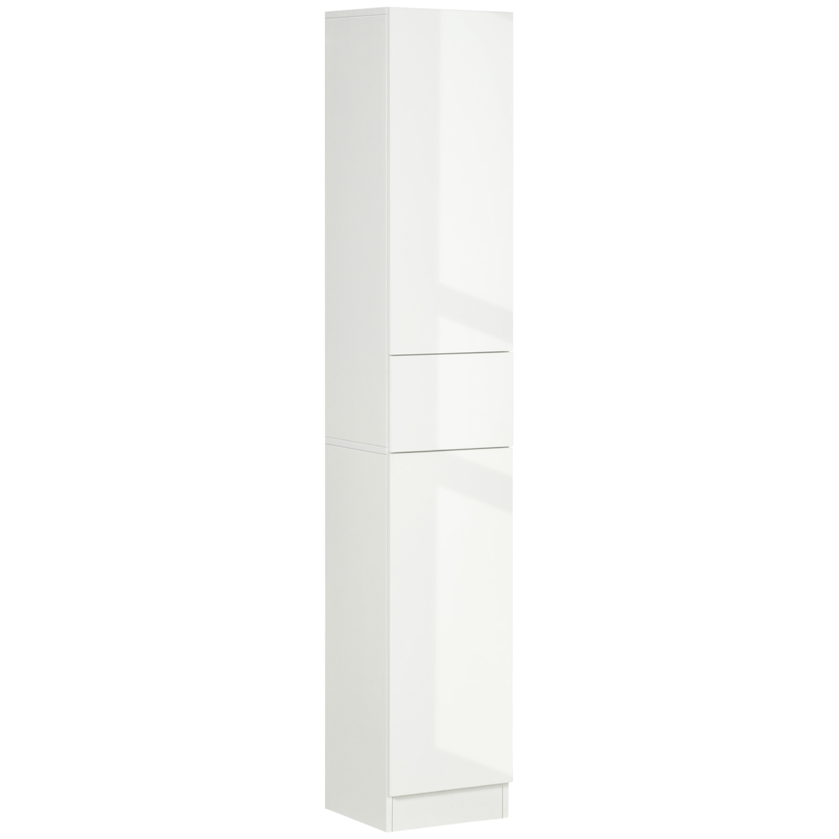 kleankin High Gloss Tall Bathroom Cabinet with Adjustable Shelves White