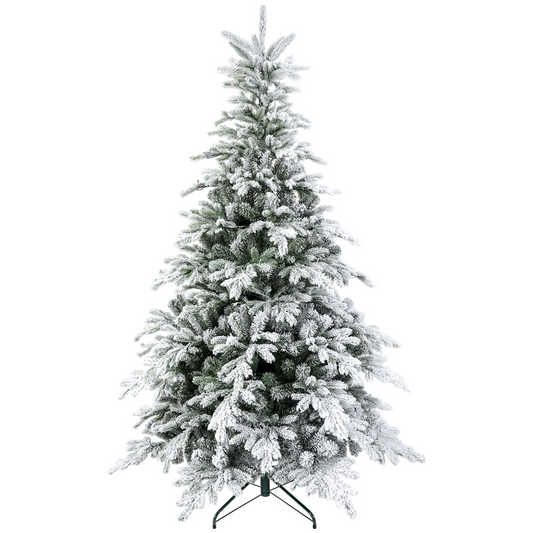 HOMCOM 5 Ft Artificial Christmas Tree with Realistic Snow Branches, LED Lights