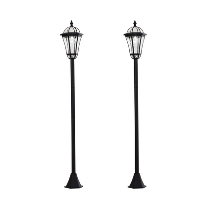 2 PCS LED Garden Lights Lamp Post Solar Powered Lantern black