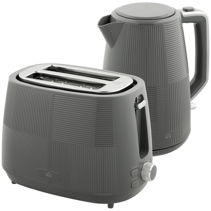 HOMCOM 1.7L Fast Boil Electric Kettle and 2 Slice Water Toaster Set, Grey